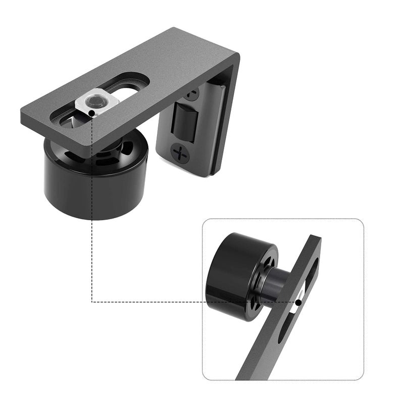 CCJH Sliding Barn Door Floor Guide Adjustable Wall Mounted Bottom Double Rollers Guide Black 1pcs - Image 5